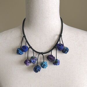 Knotted Dyed Textile Statement Necklace